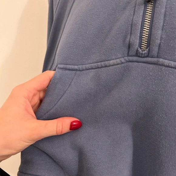 Quarter zip scuba hoodie blue in water drop color - Picture 4 of 4